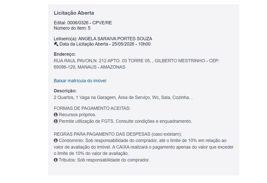 Imóvel em leilão