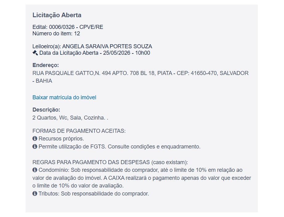 Imóvel em leilão