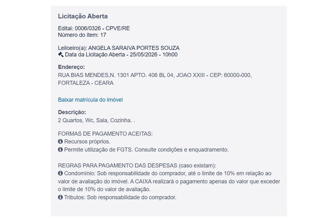 Imóvel em leilão