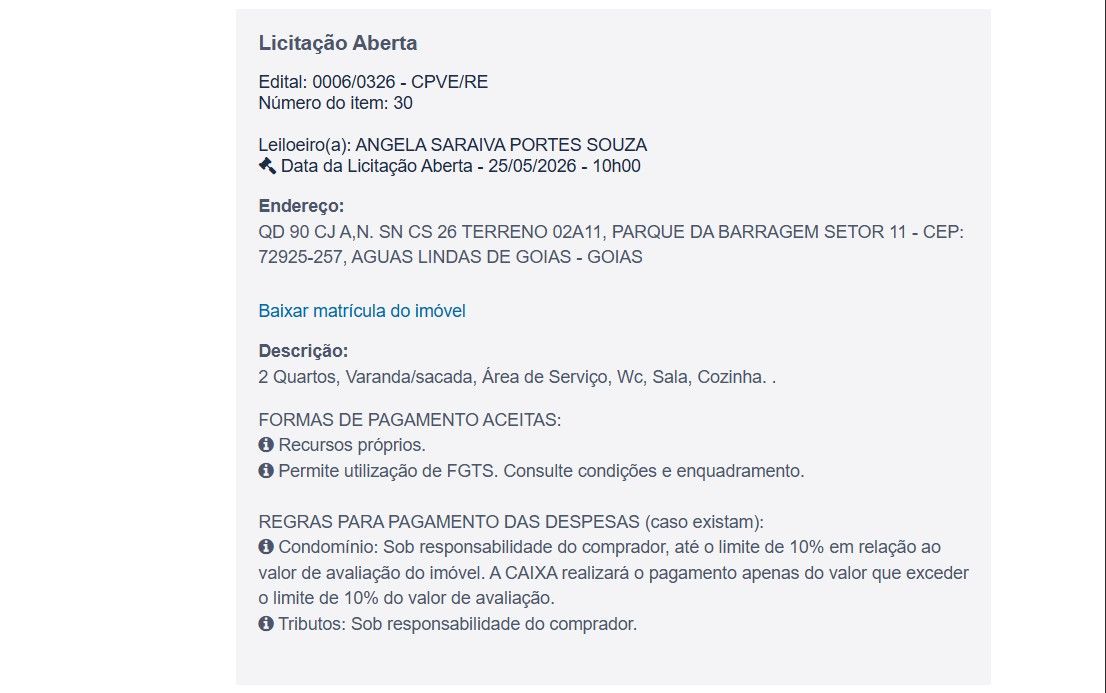 Imóvel em leilão