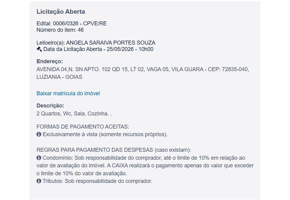 Imóvel em leilão