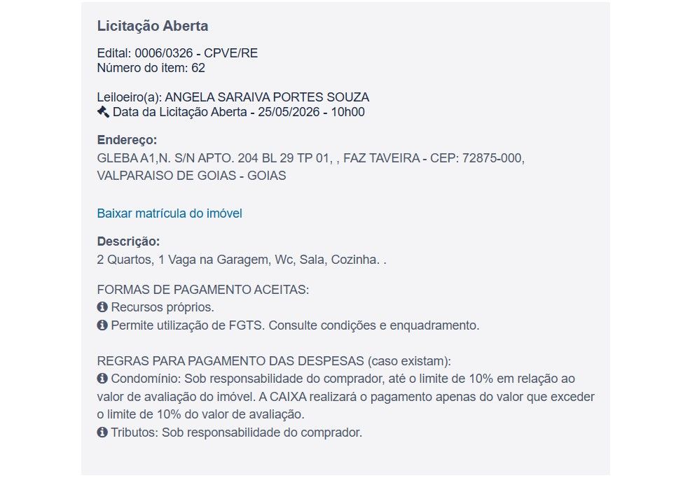 Imóvel em leilão