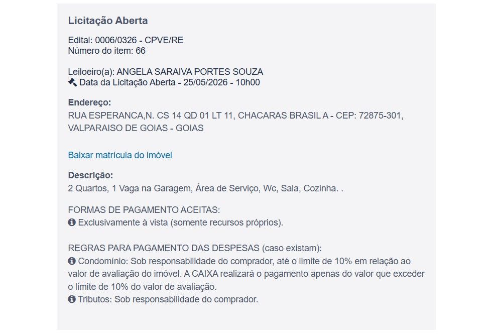Imóvel em leilão