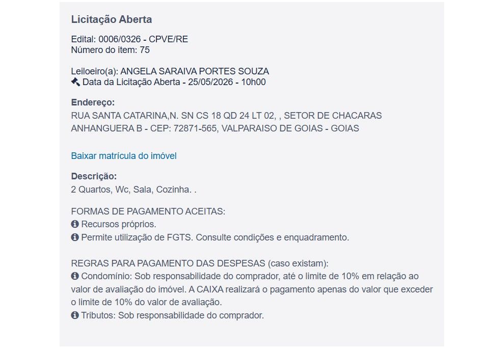 Imóvel em leilão