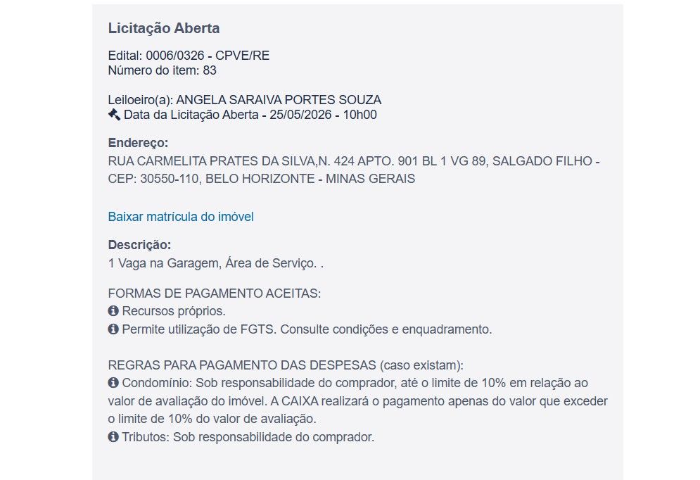 Imóvel em leilão