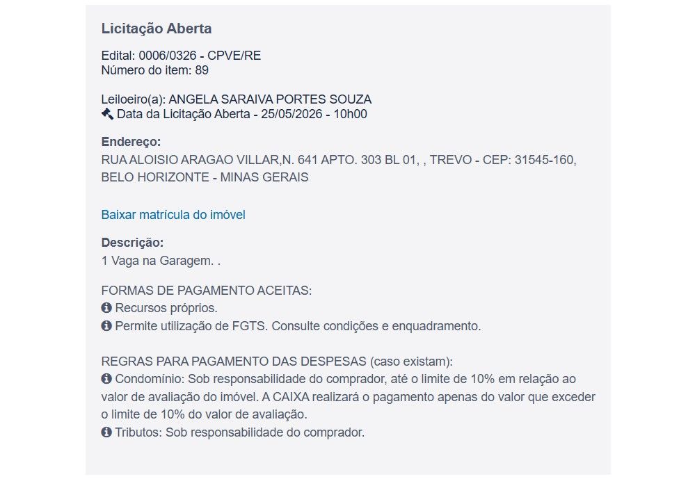 Imóvel em leilão