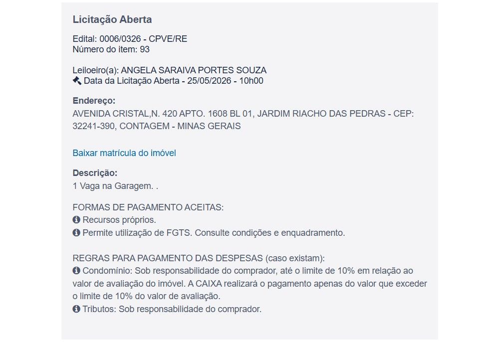 Imóvel em leilão