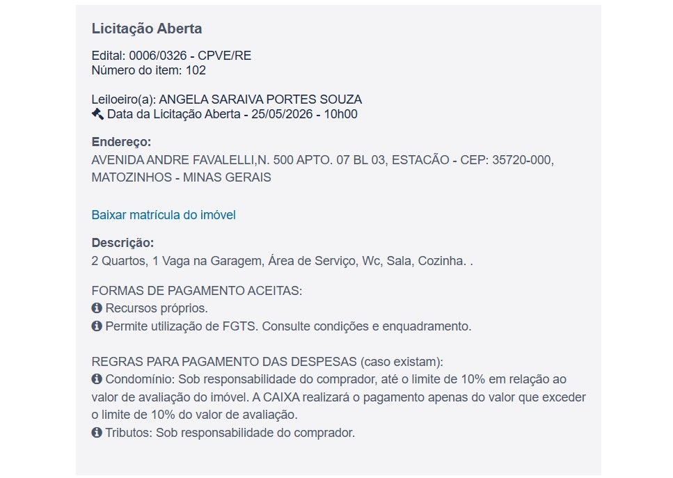 Imóvel em leilão