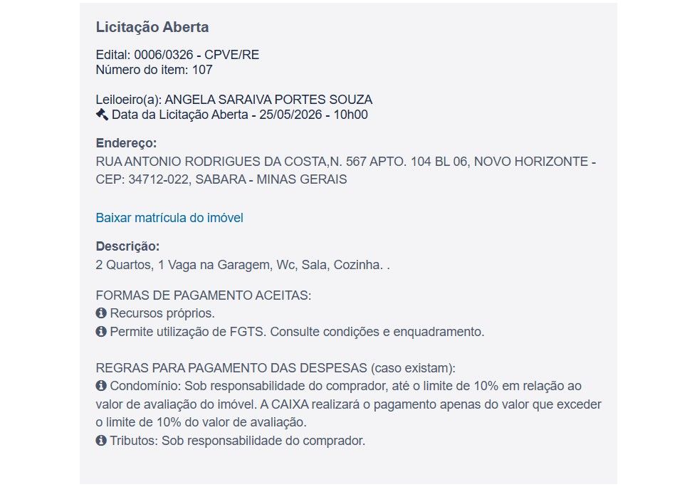 Imóvel em leilão