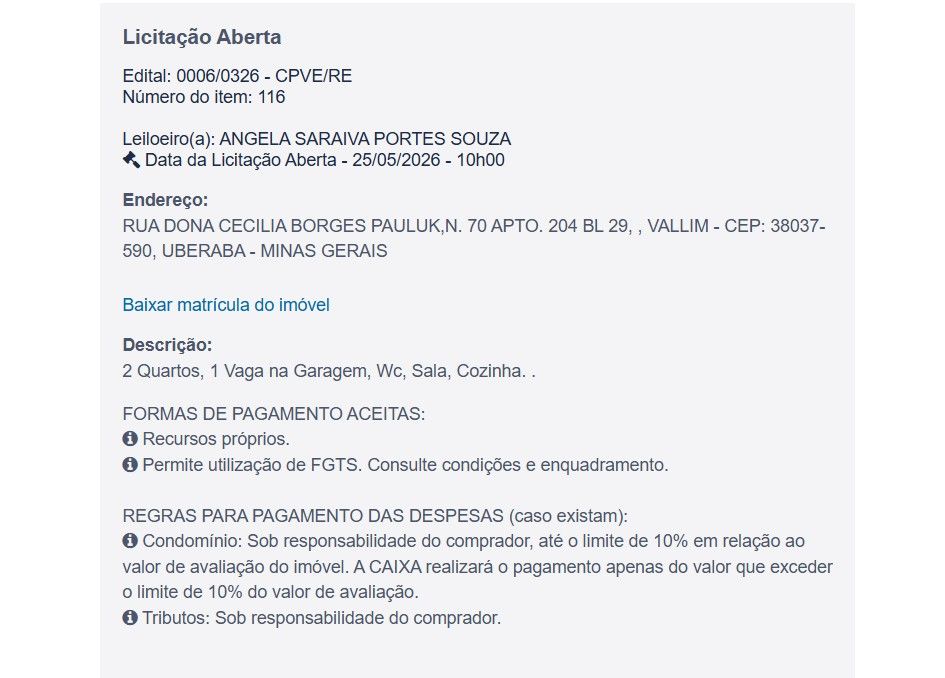 Imóvel em leilão