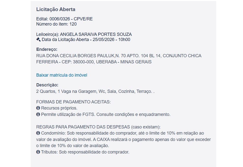 Imóvel em leilão