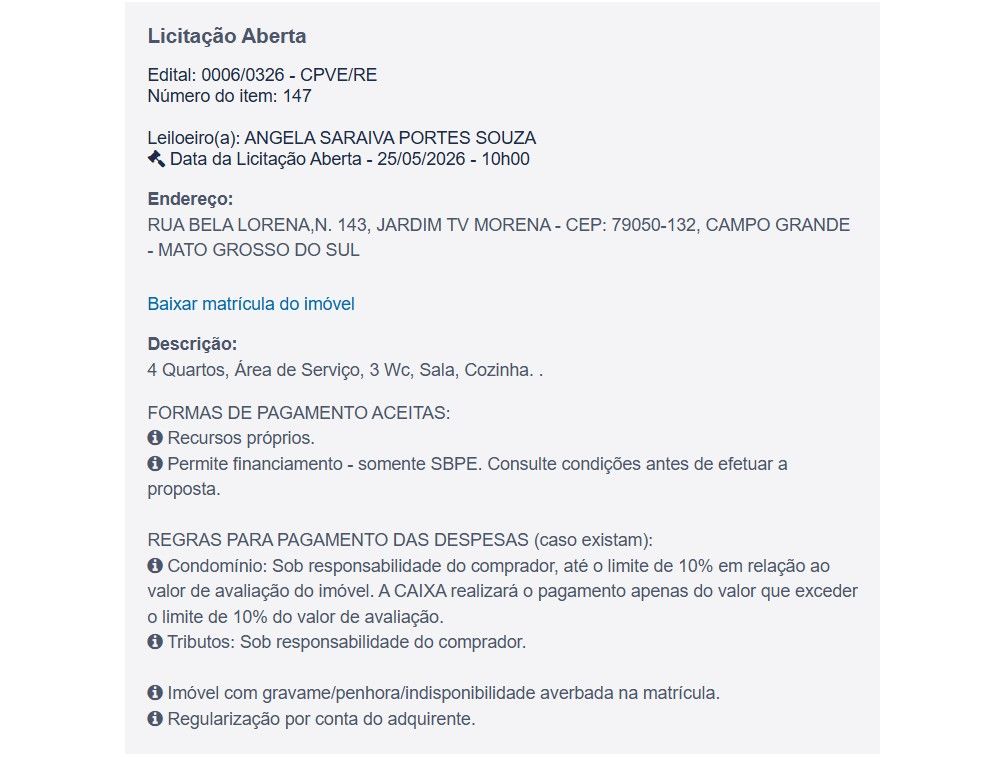 Imóvel em leilão