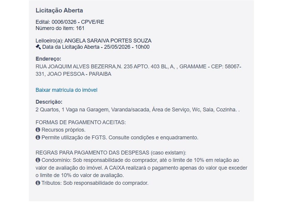 Imóvel em leilão