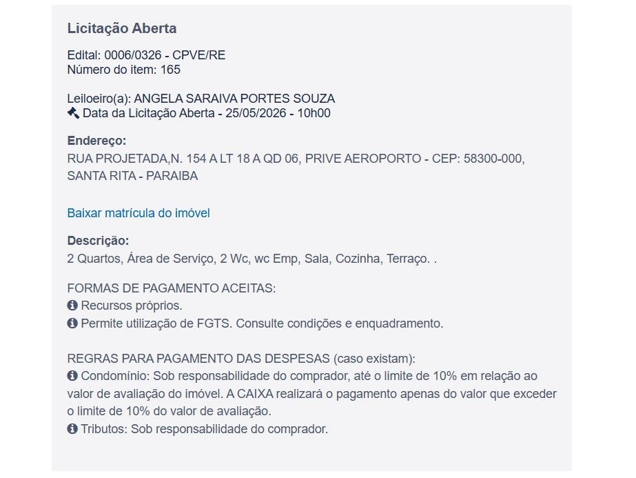 Imóvel em leilão