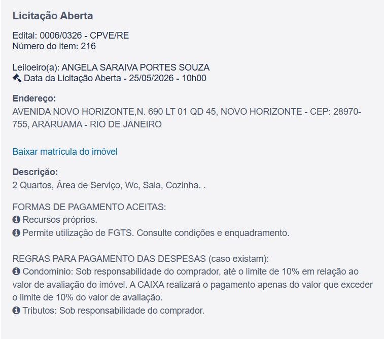 Imóvel em leilão