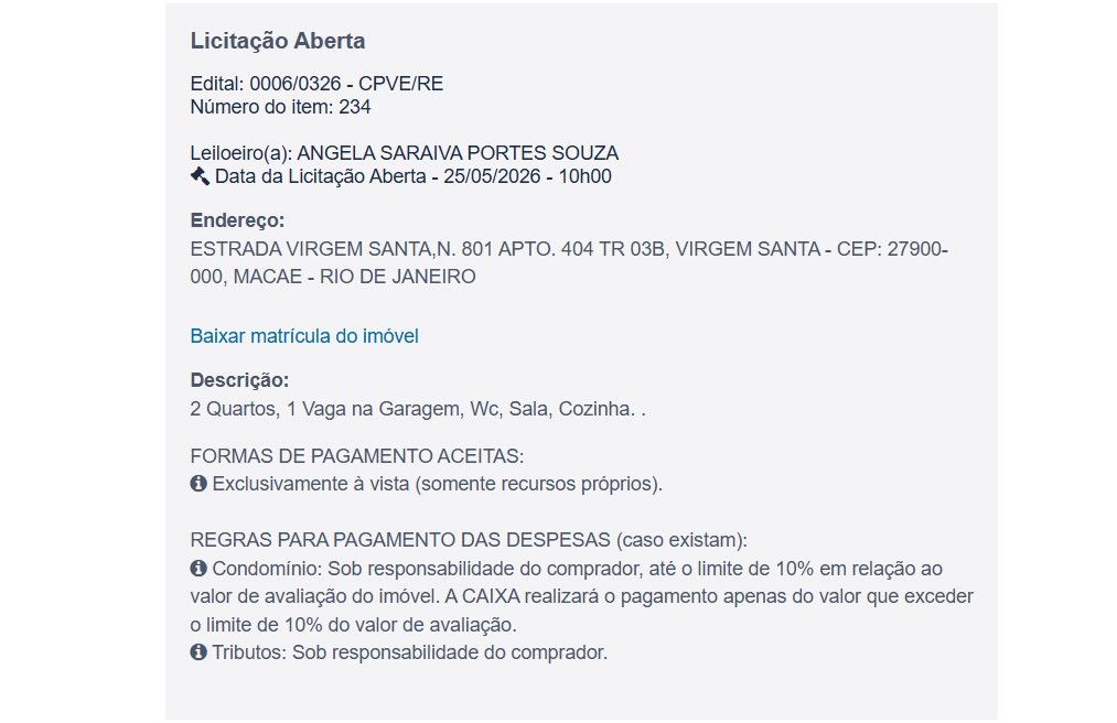 Imóvel em leilão