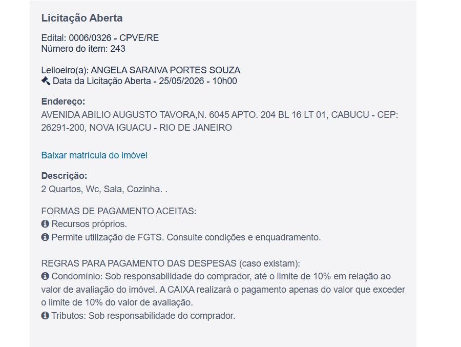 Imóvel em leilão