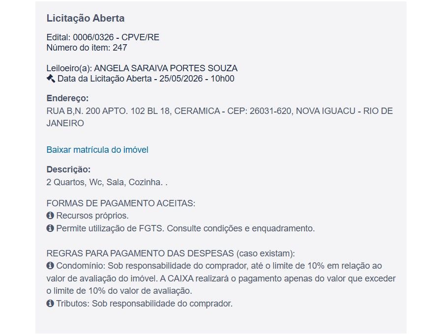 Imóvel em leilão