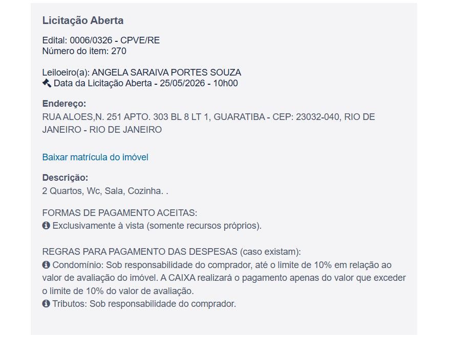 Imóvel em leilão