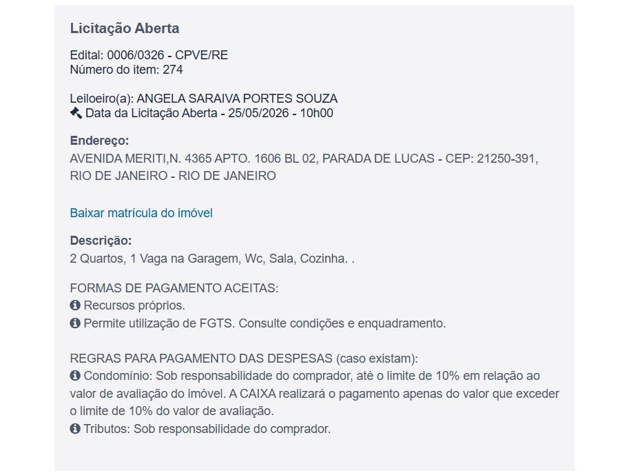 Imóvel em leilão