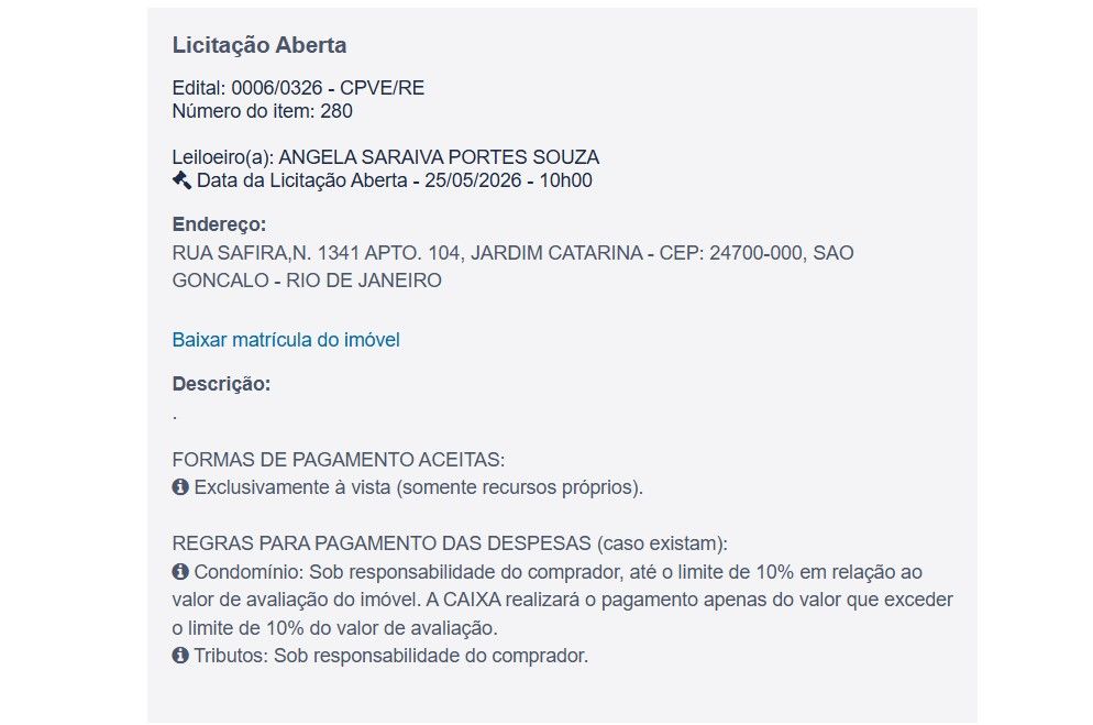 Imóvel em leilão