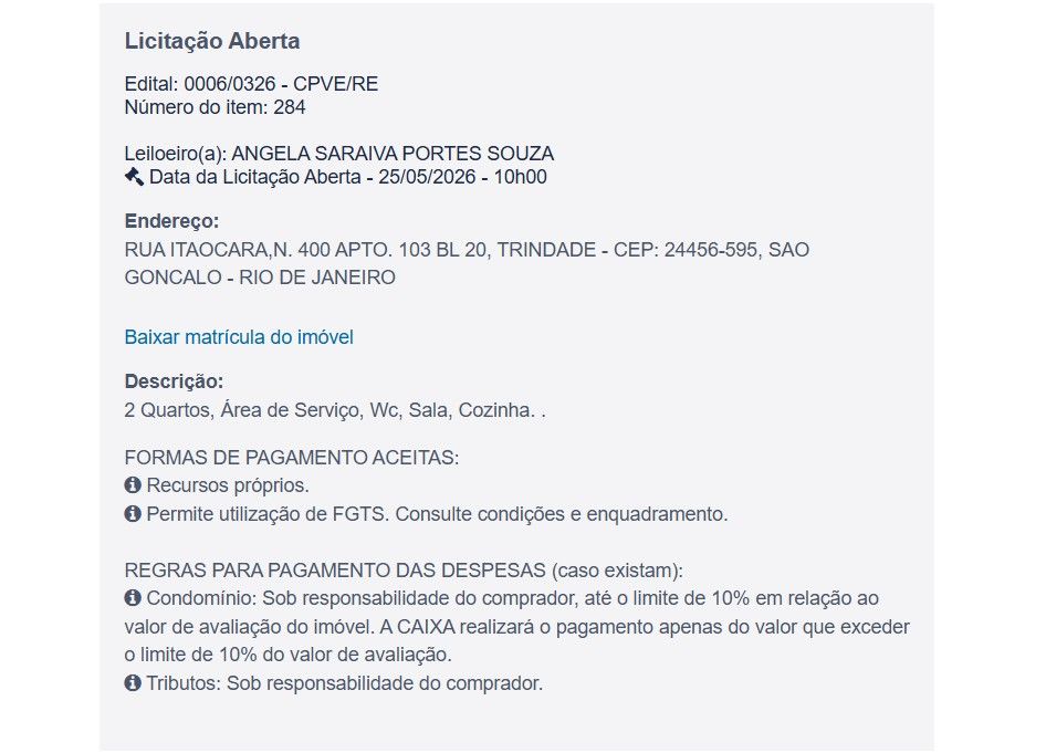 Imóvel em leilão