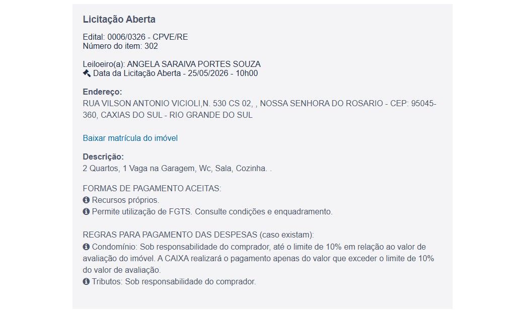 Imóvel em leilão
