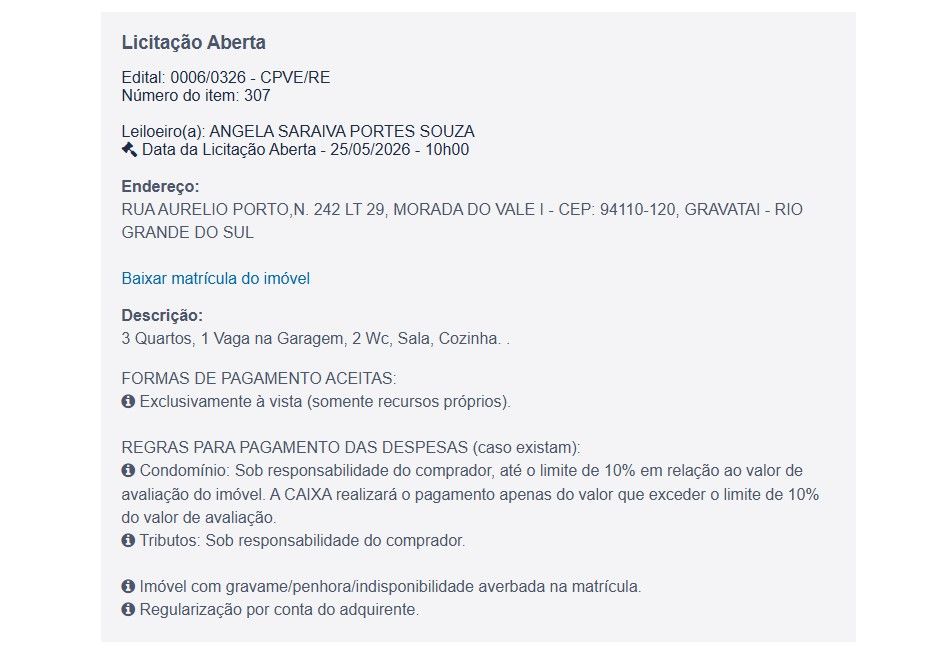 Imóvel em leilão