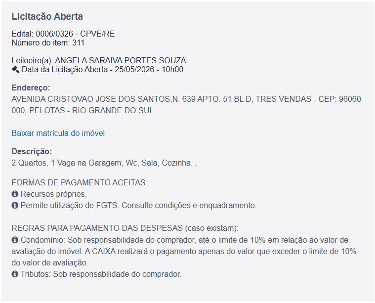 Imóvel em leilão