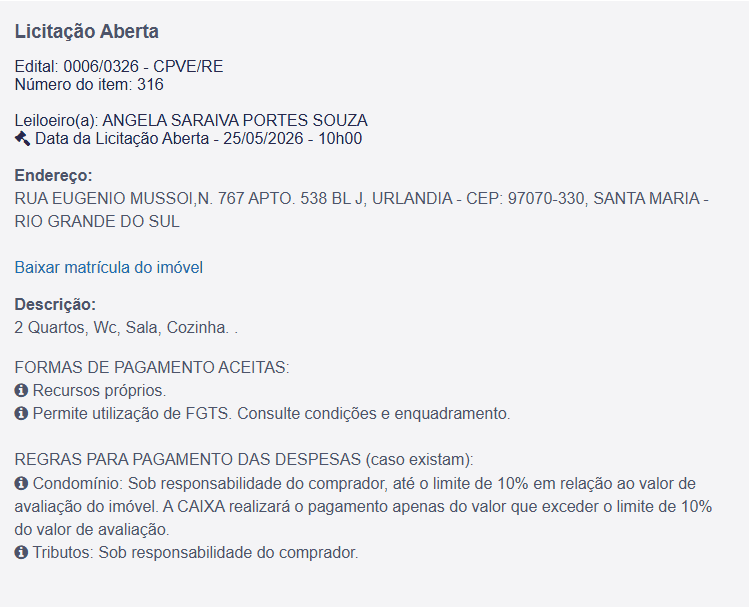 Imóvel em leilão
