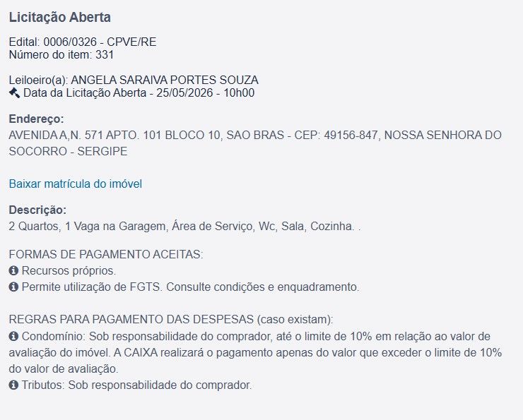 Imóvel em leilão