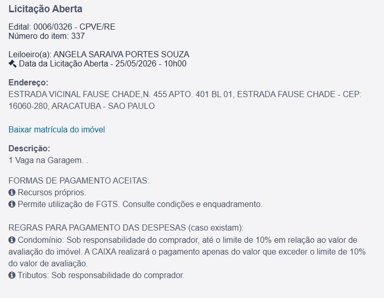 Imóvel em leilão
