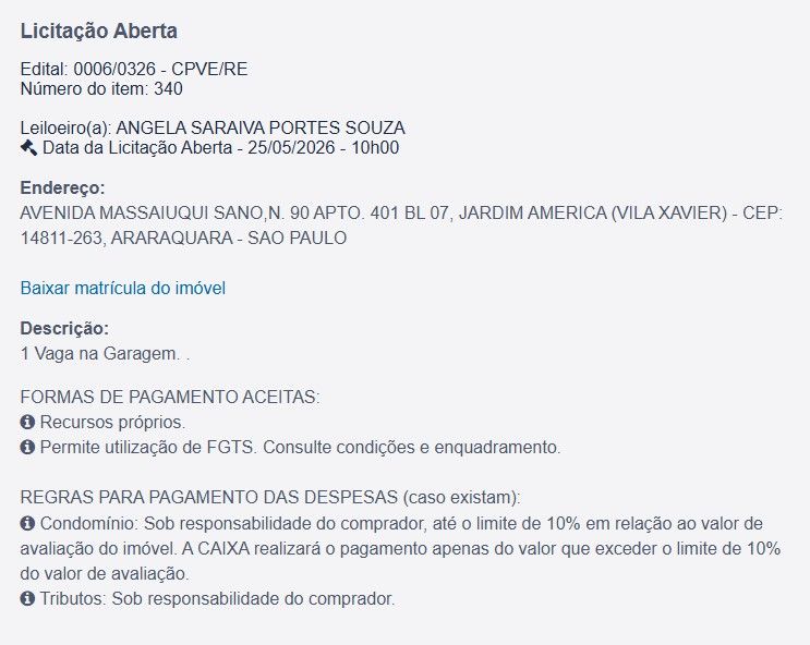 Imóvel em leilão