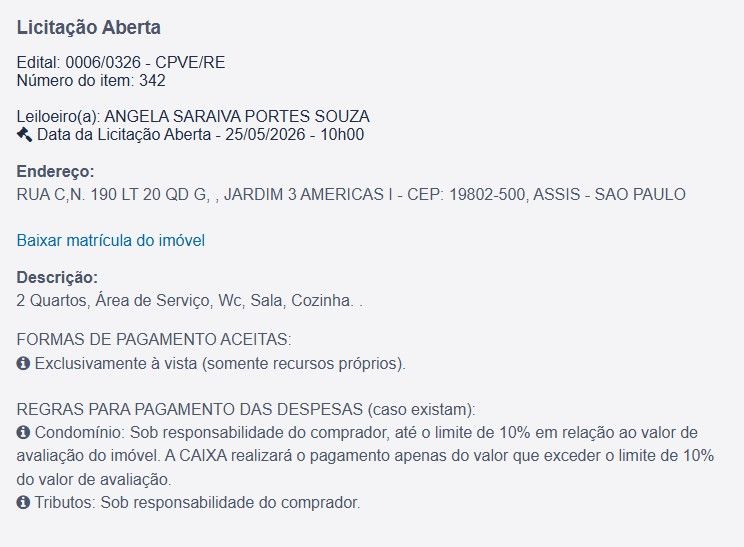 Imóvel em leilão
