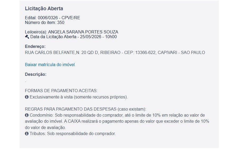 Imóvel em leilão