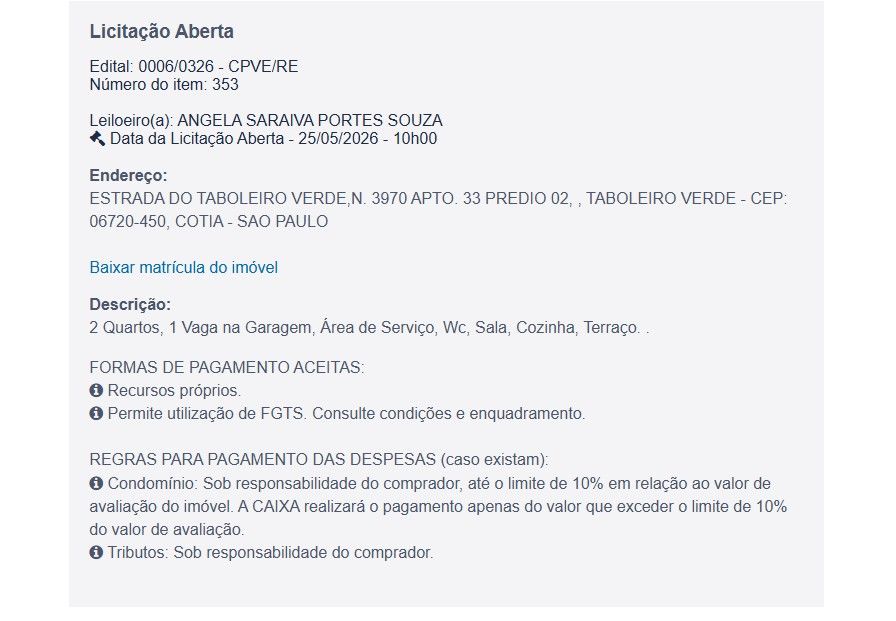 Imóvel em leilão