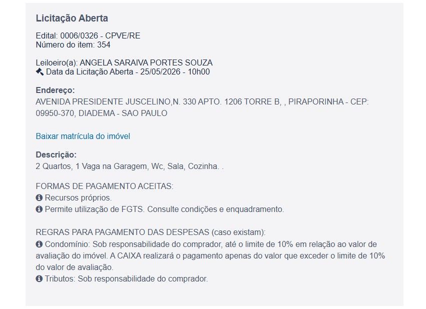 Imóvel em leilão