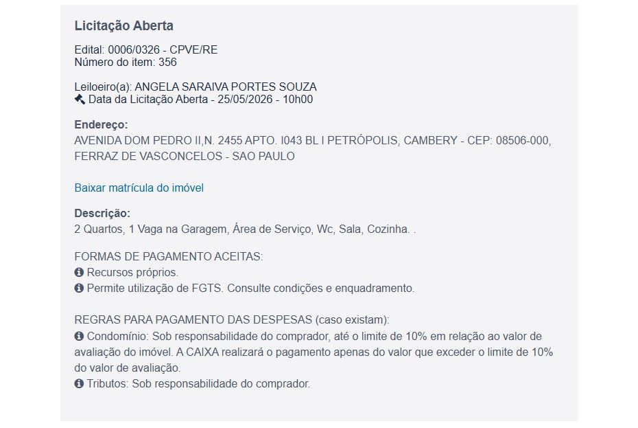 Imóvel em leilão