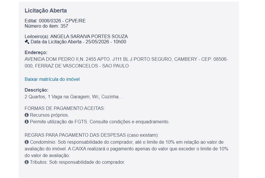 Imóvel em leilão