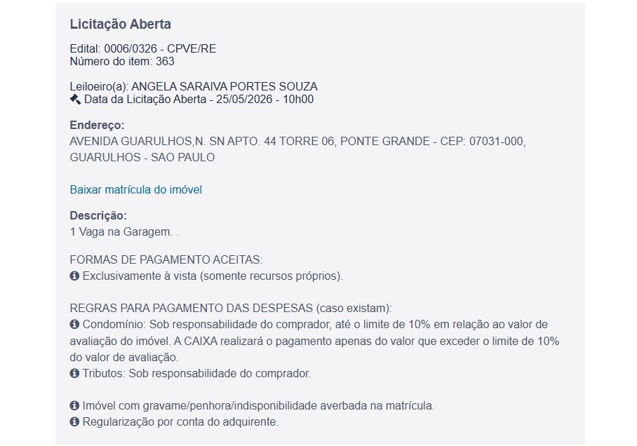 Imóvel em leilão