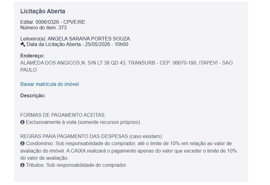 Imóvel em leilão