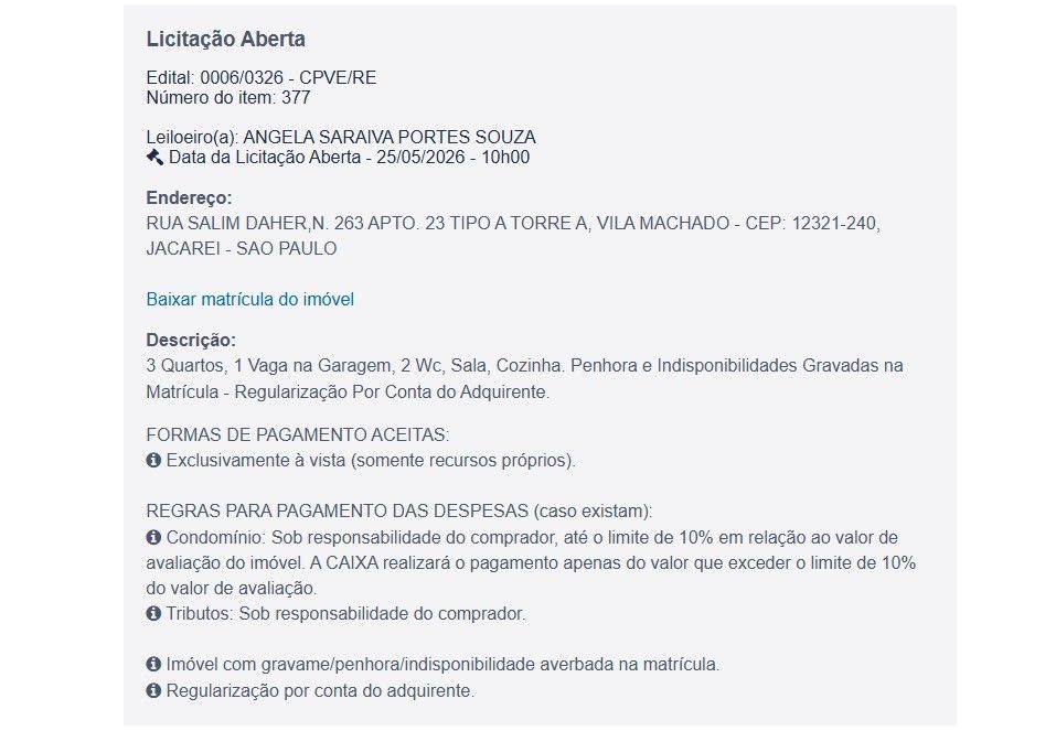 Imóvel em leilão