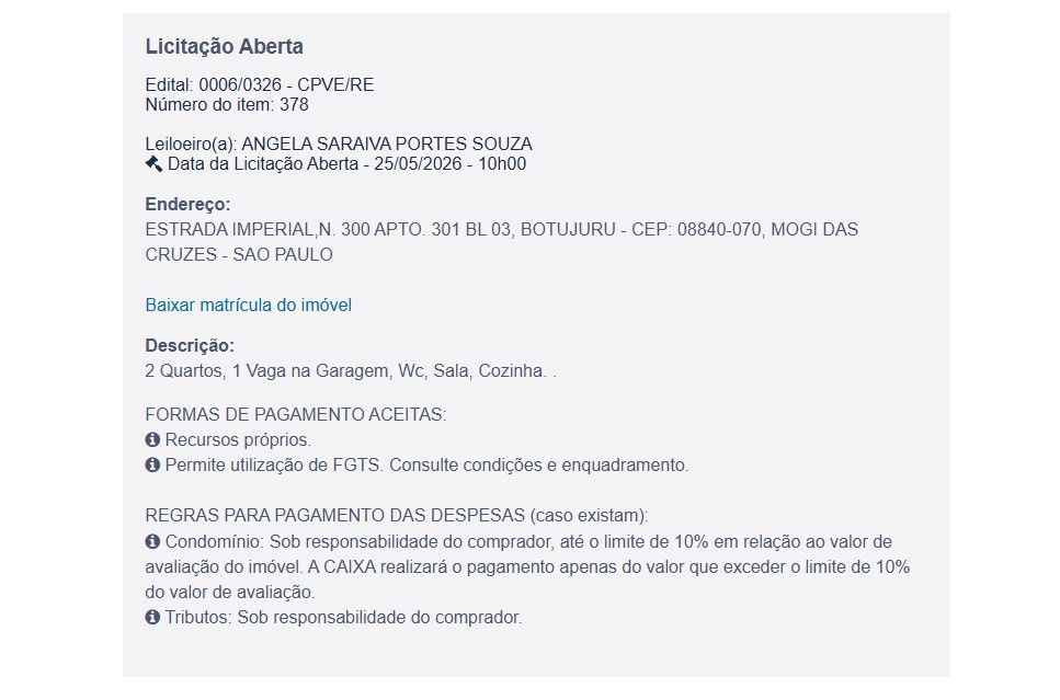Imóvel em leilão