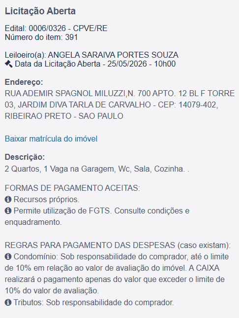 Imóvel em leilão
