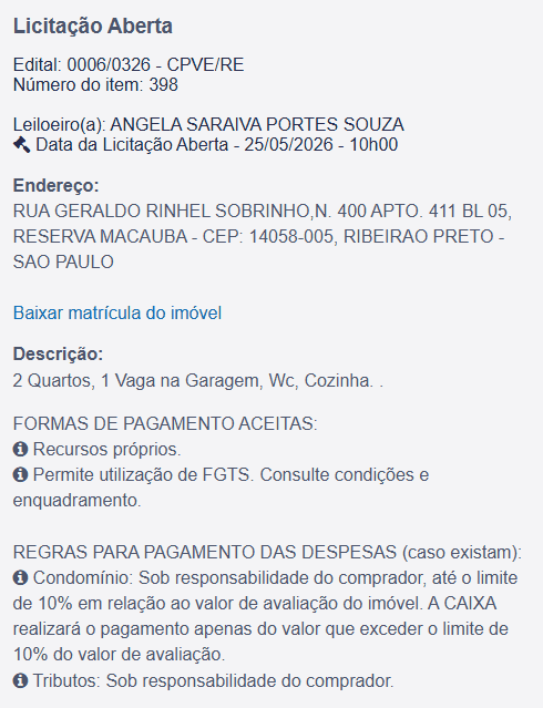 Imóvel em leilão