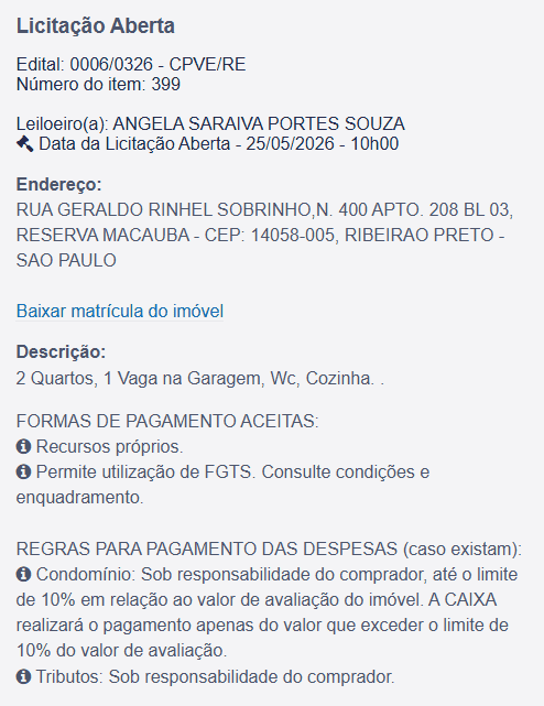 Imóvel em leilão