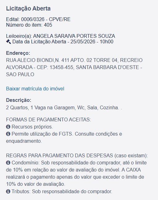 Imóvel em leilão