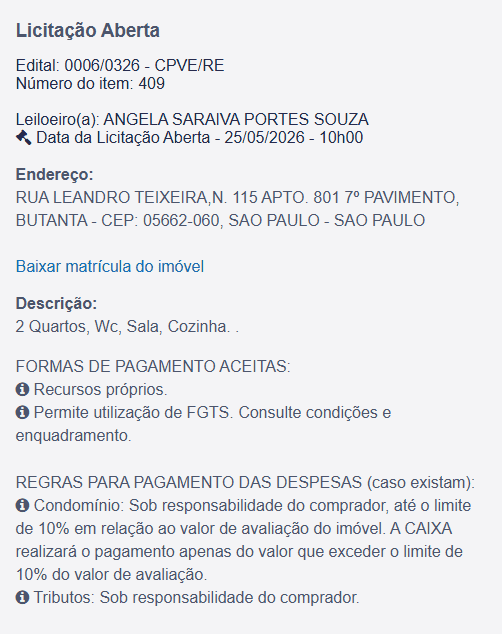 Imóvel em leilão