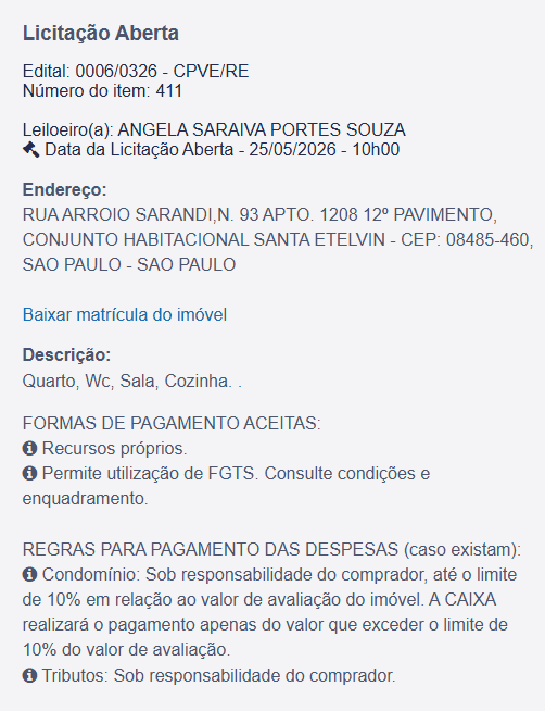Imóvel em leilão