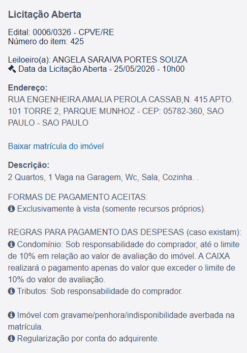 Imóvel em leilão